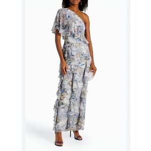 Mikael Aghal x Revolve Fairycore Ruffled One Shoulder Floral Maxi Dress